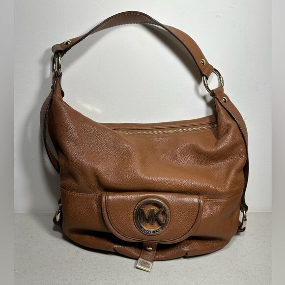 Michael Kors Purse Hobo Handbag Shoulder Bag Saddle Tan Leather Super Soft - Picture 1 of 4